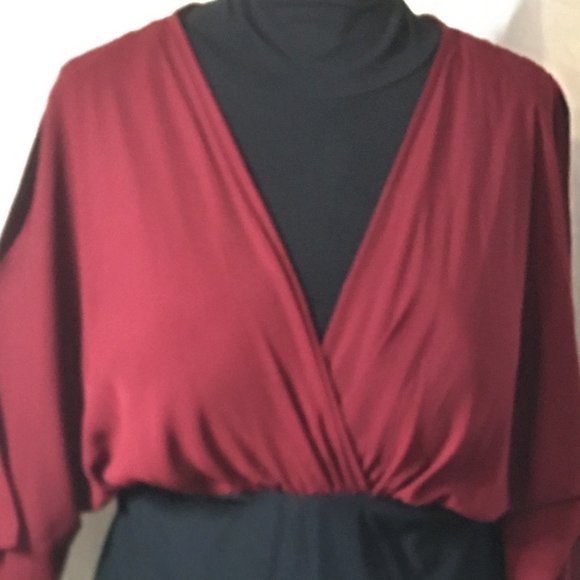 FTF Sexy Maroon Top/Black Spandex Pencil Dress 2X - Picture 7 of 12